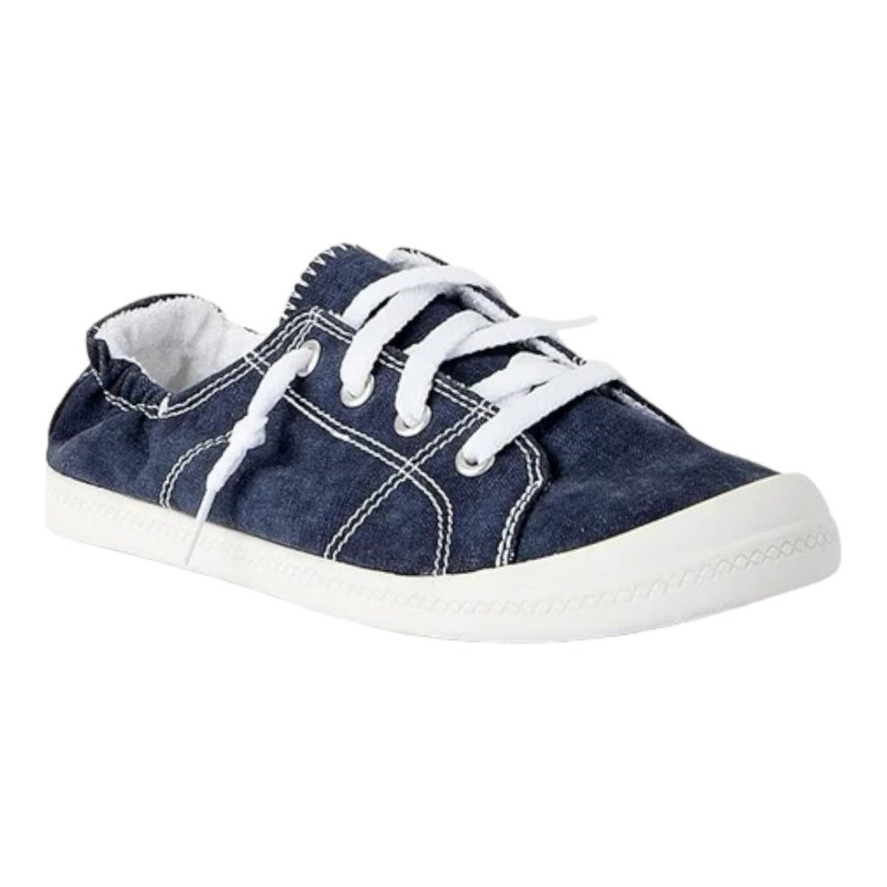 !MEDIUM WIDTH BLUE Time and Tru Women's Scrunch Back Slip-On Sneaker Sz Various - Picture 2 of 5